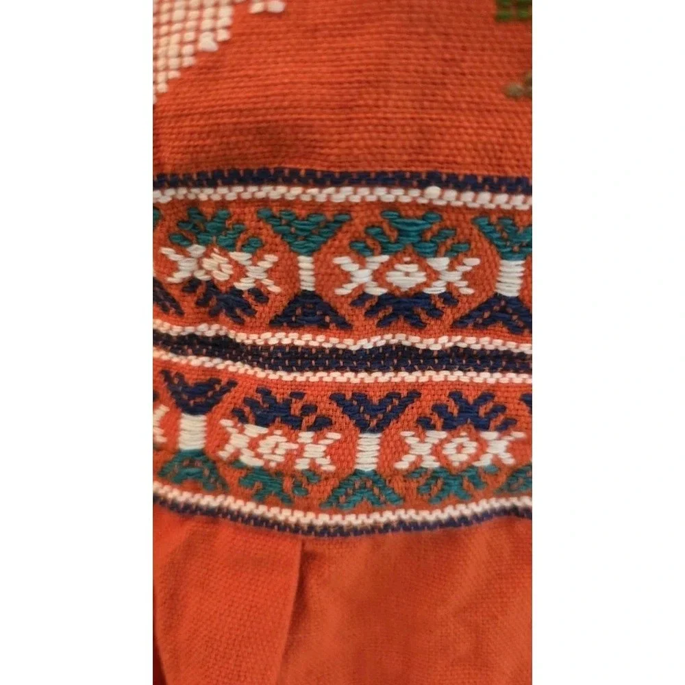 VTG‎ Guatemalan Handwoven Embroidered Apron Cross Stitch Folk Art Boho Chic